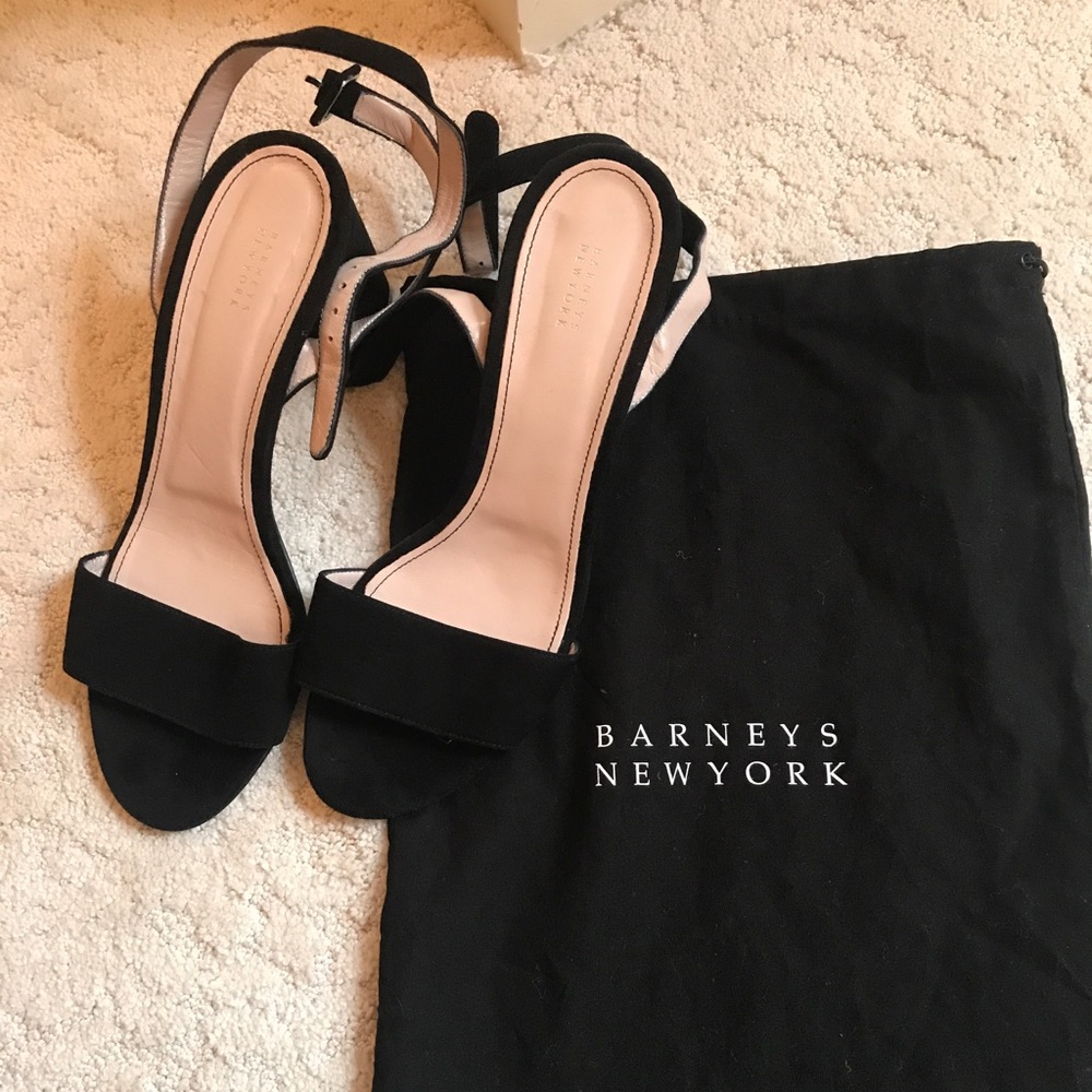 Barneys NY Black chunky heel sandals, worn once!